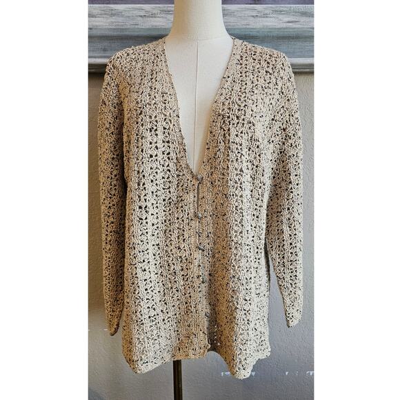 Vintage‎ Sigrid Olsen Seashell Button Handknit Sweater Cardigan Women Sz Medium - Picture 1 of 6